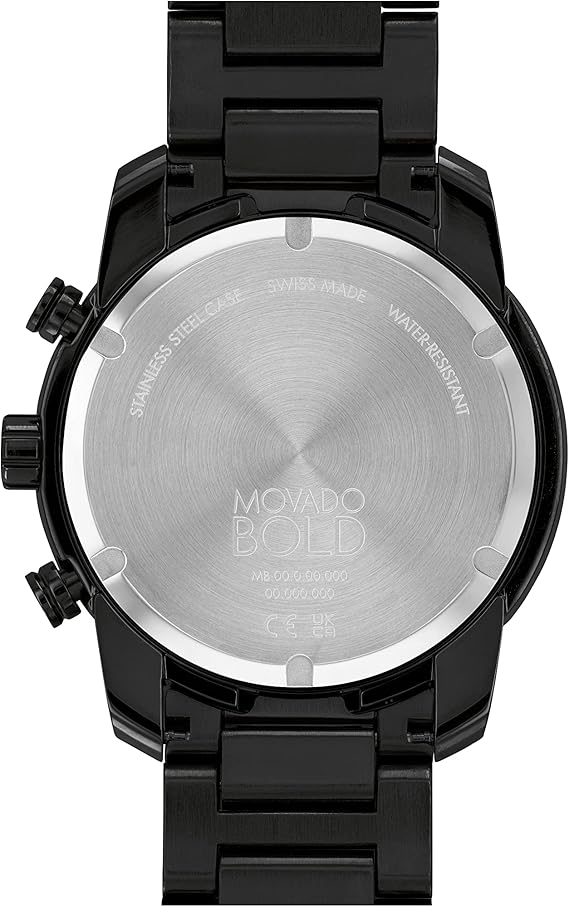 Movado Bold Verso Men's Sport Watch - Swiss Quartz Chronograph Movement, Stainless Steel Link Bracelet - 5 ATM Water Resistance - Luxury Fashion Timepiece for Him - 44mm - Image 3