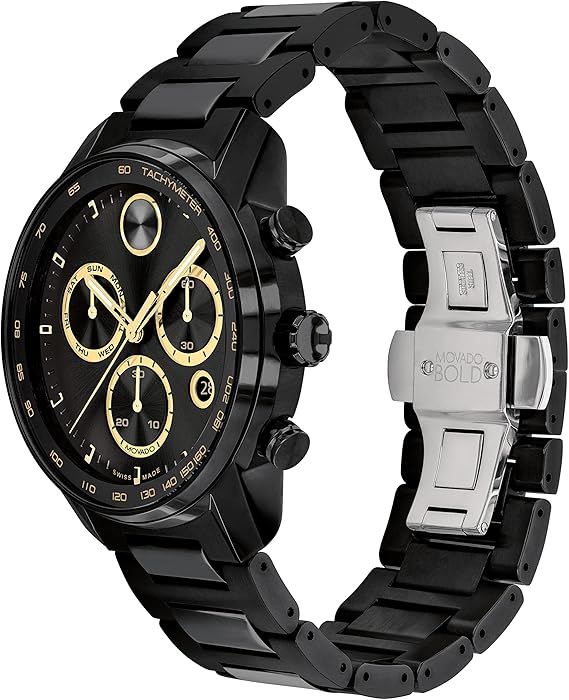 Movado Bold Verso Men's Sport Watch - Swiss Quartz Chronograph Movement, Stainless Steel Link Bracelet - 5 ATM Water Resistance - Luxury Fashion Timepiece for Him - 44mm - Image 2